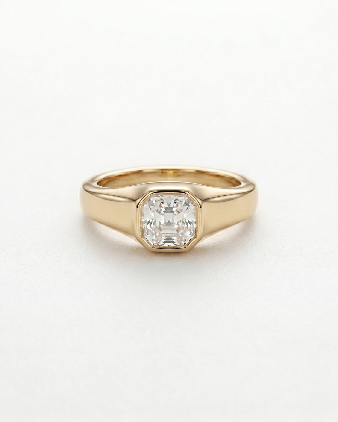 Bezel Set Asher Cut Moissanite Diamond Ring