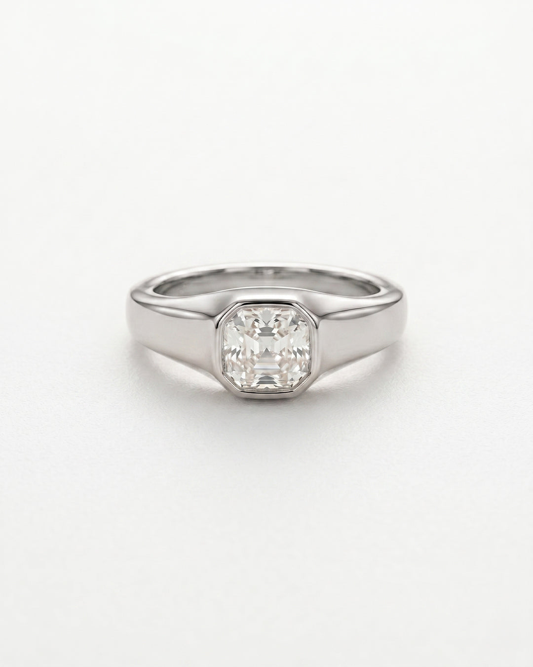 Bezel Set Asher Cut Moissanite Diamond Ring