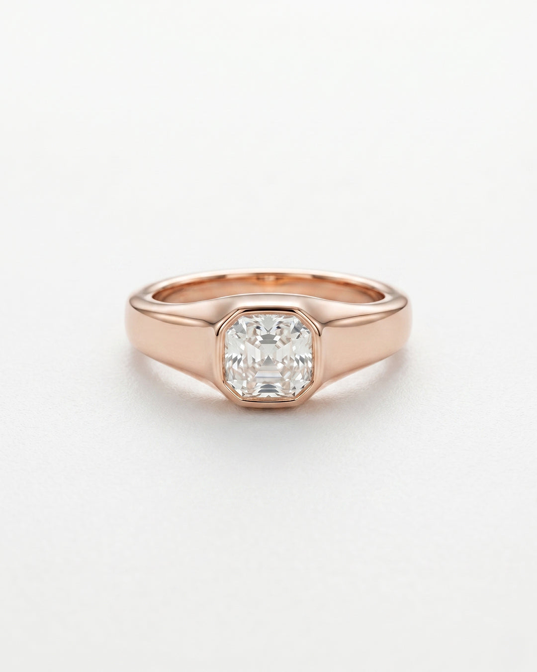 Bezel Set Asher Cut Moissanite Diamond Ring