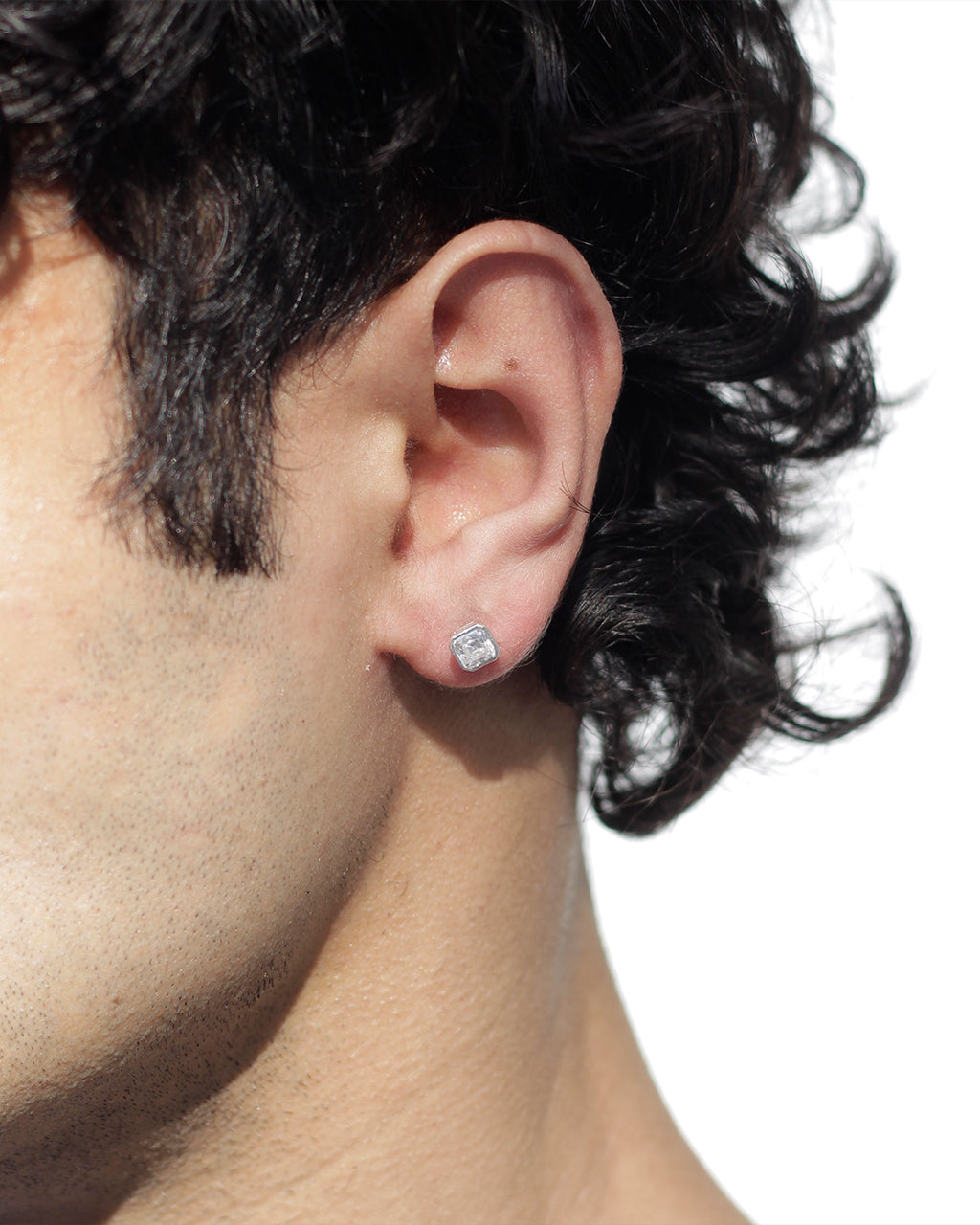 Titan Octagon Silver Bezel Studs