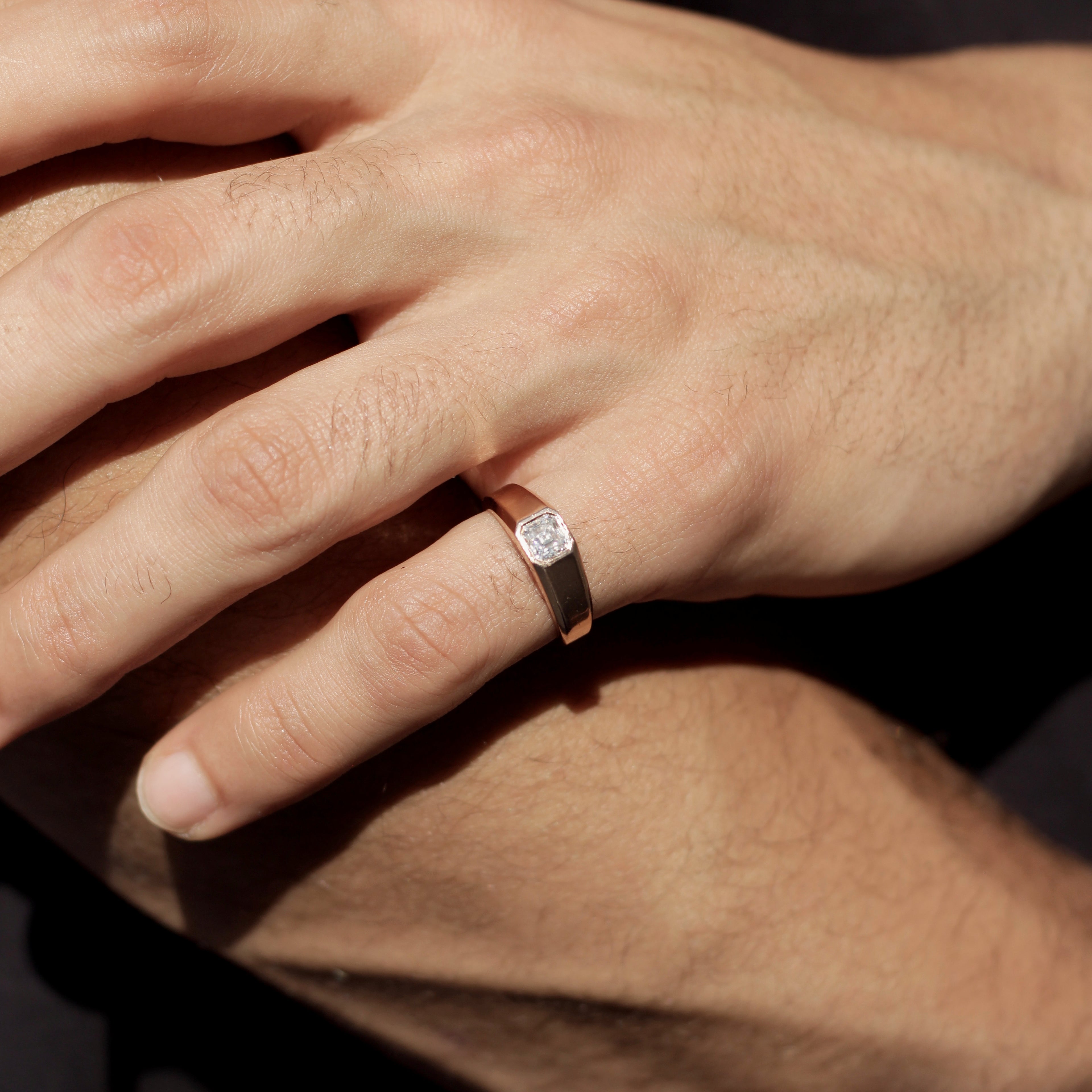 Bezel Set Asher Cut Moissanite Diamond Ring