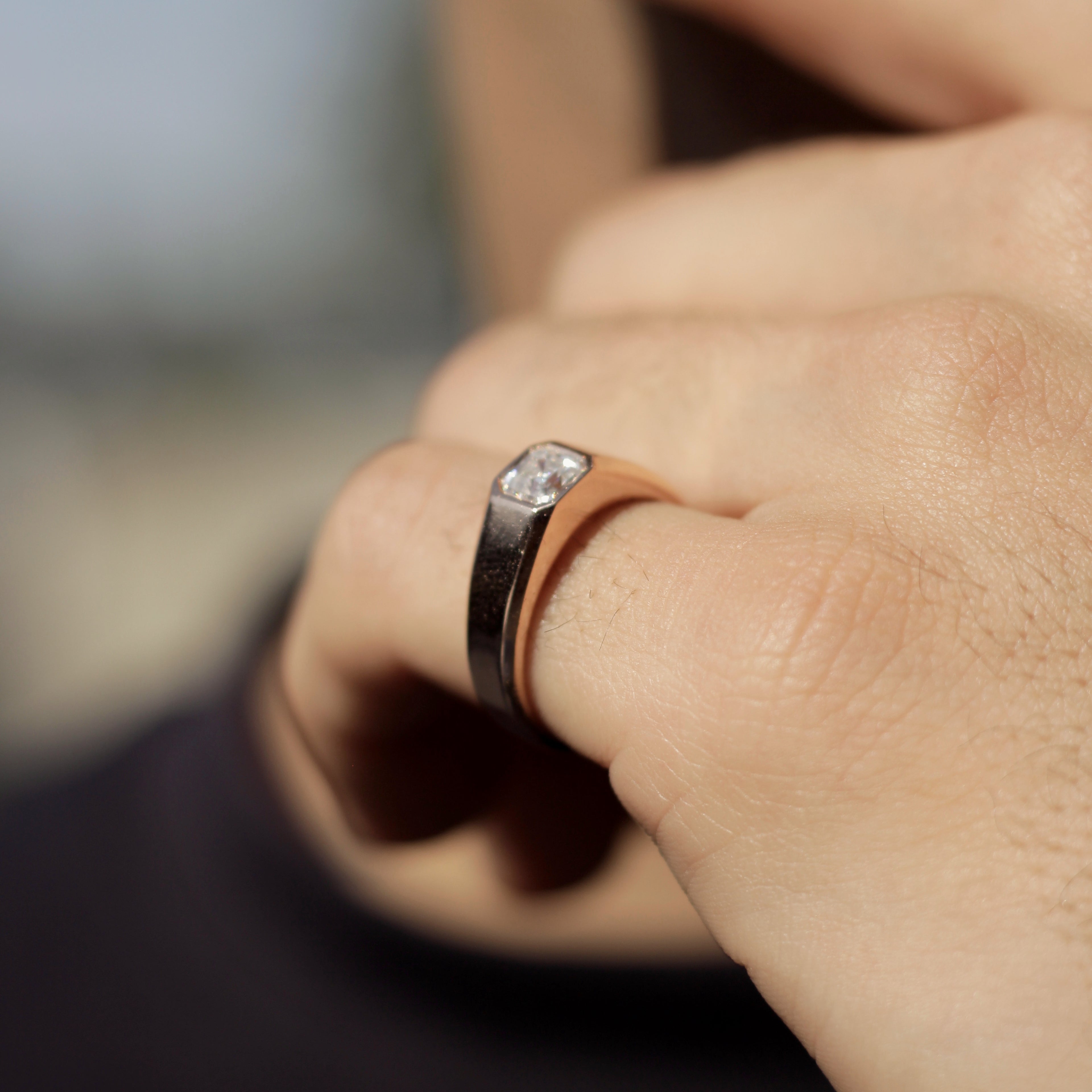 Bezel Set Asher Cut Moissanite Diamond Ring