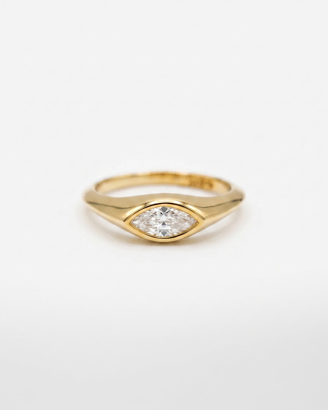 Bezel Set Marquise Cut Moissanite Diamond Ring