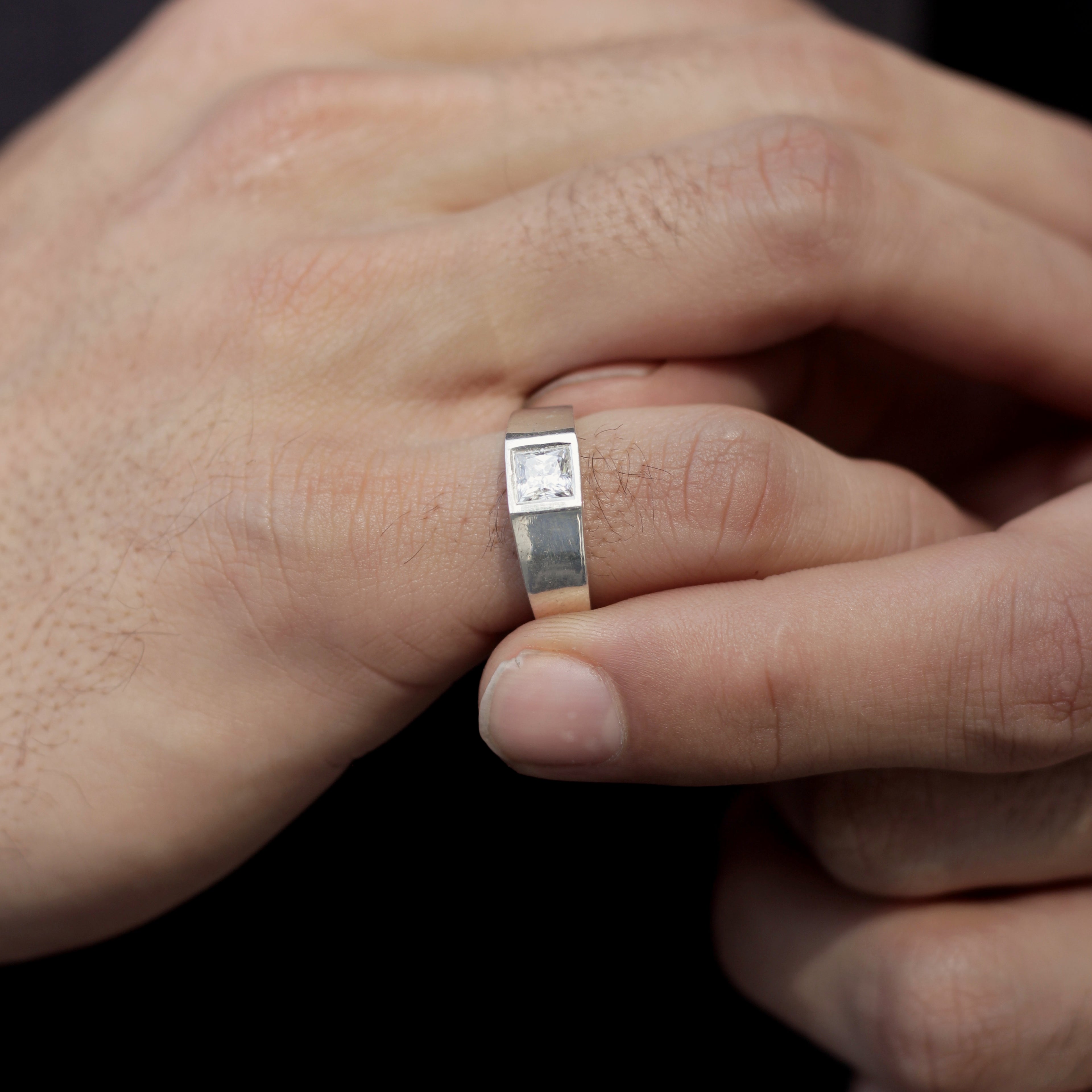Bezel Set Princess Cut Moissanite Diamond Ring