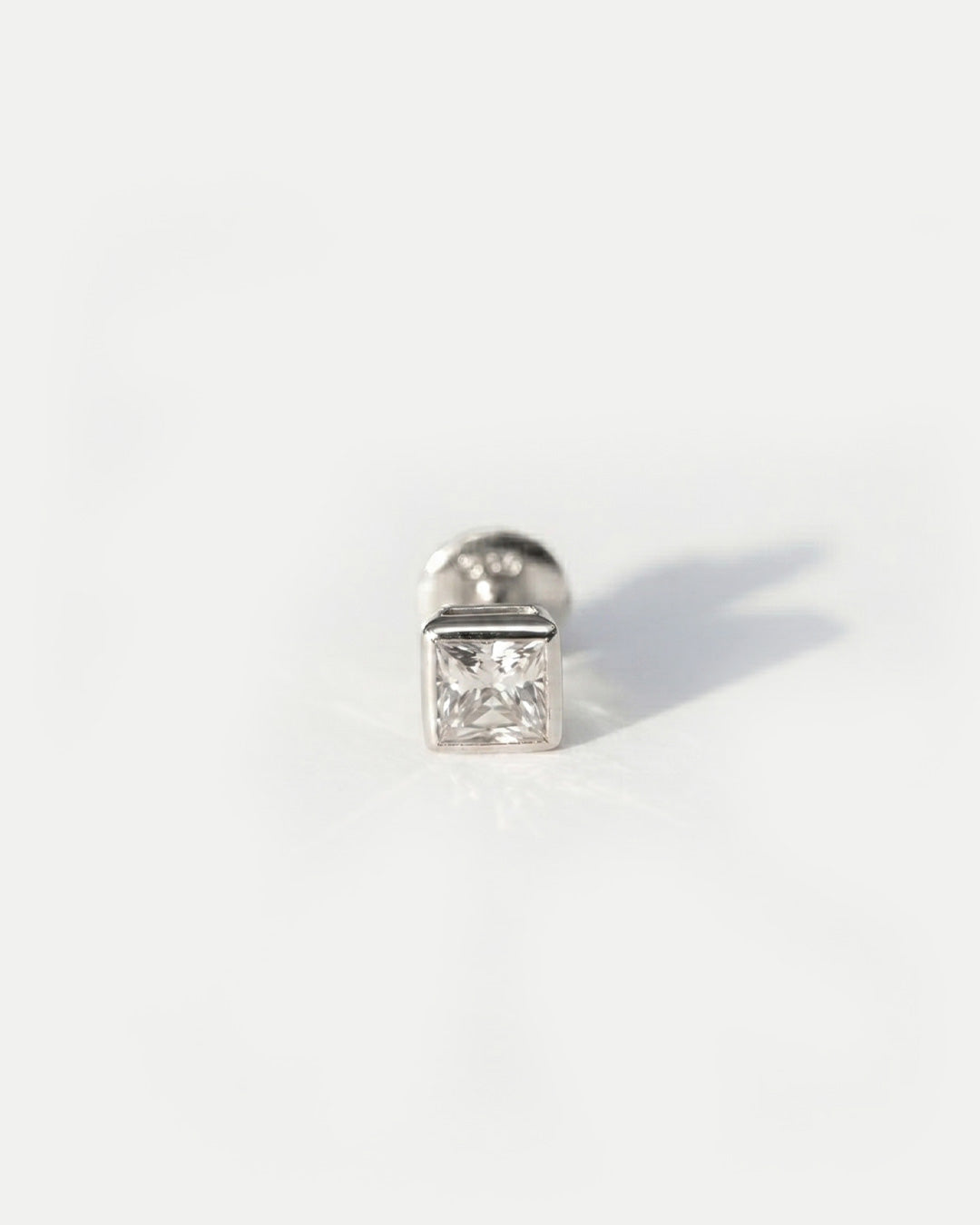 Zenith Square Silver Bezel Studs