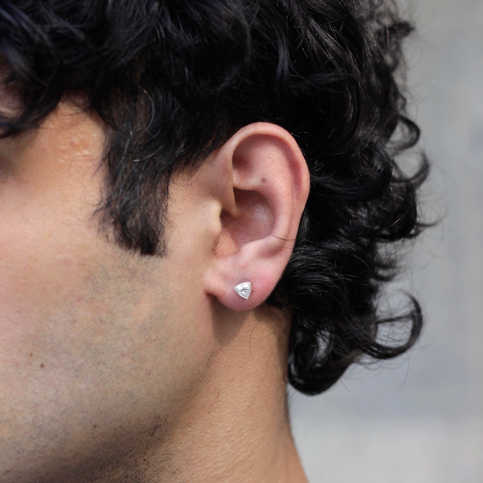 Tricornered Moissanite diamond Ear Studs
