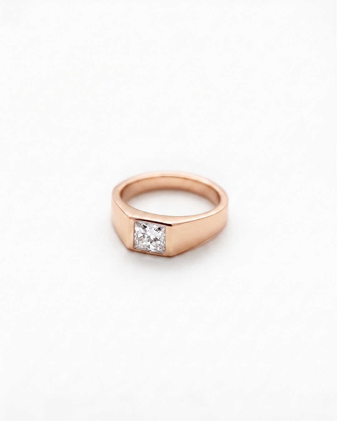 Bezel Set Princess Cut Moissanite Diamond Ring