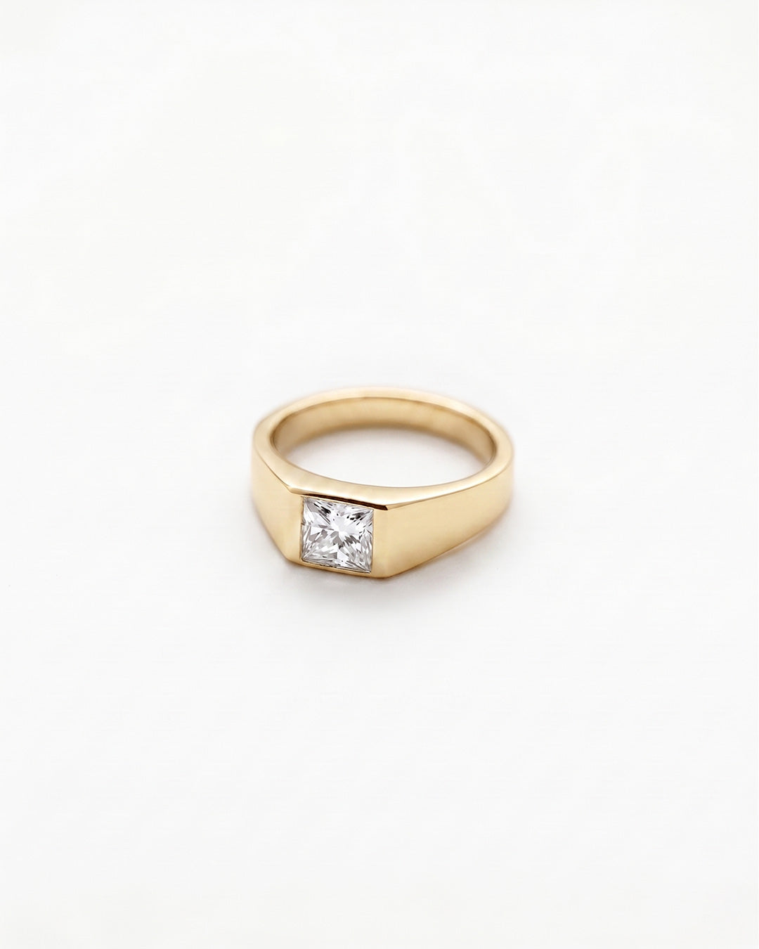 Bezel Set Princess Cut Moissanite Diamond Ring