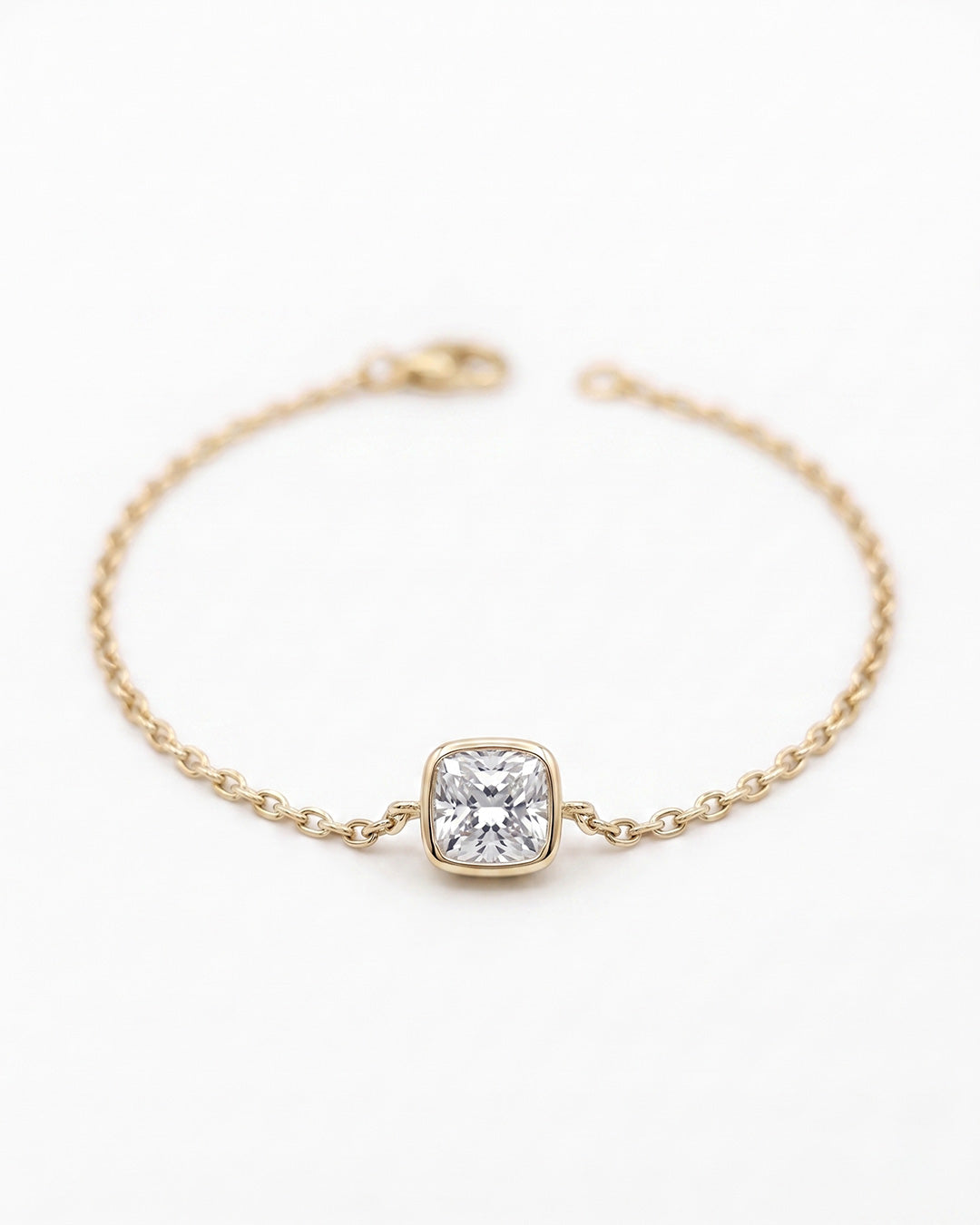 Radiant Square Solitaire Silver Bracelet