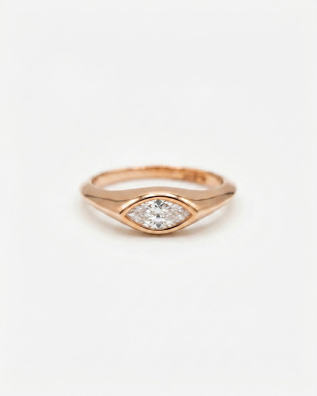 Bezel Set Marquise Cut Moissanite Diamond Ring