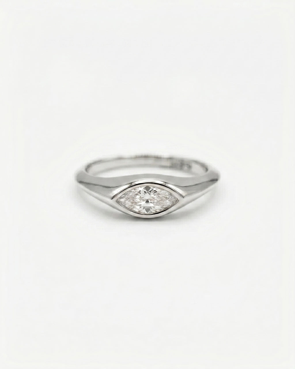 Bezel Set Marquise Cut Moissanite Diamond Ring