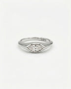 Bezel Set Marquise Cut Moissanite Diamond Ring