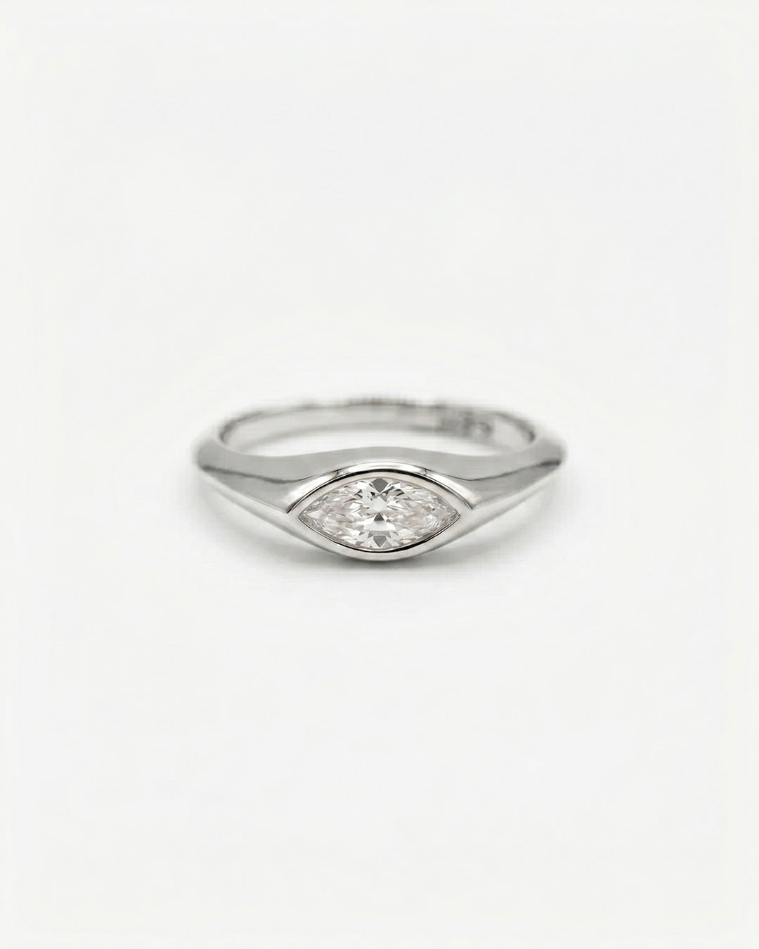 Bezel Set Marquise Cut Moissanite Diamond Ring