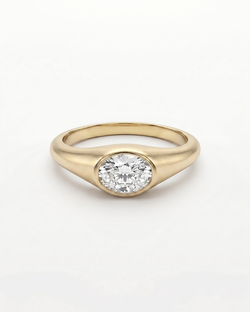 Bezel Set Oval Cut Moissanite Diamond Ring