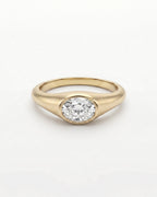 Bezel Set Oval Cut Moissanite Diamond Ring