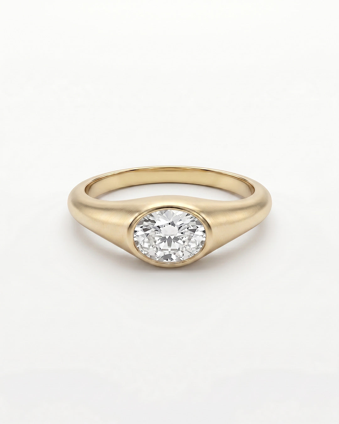 Bezel Set Oval Cut Moissanite Diamond Ring