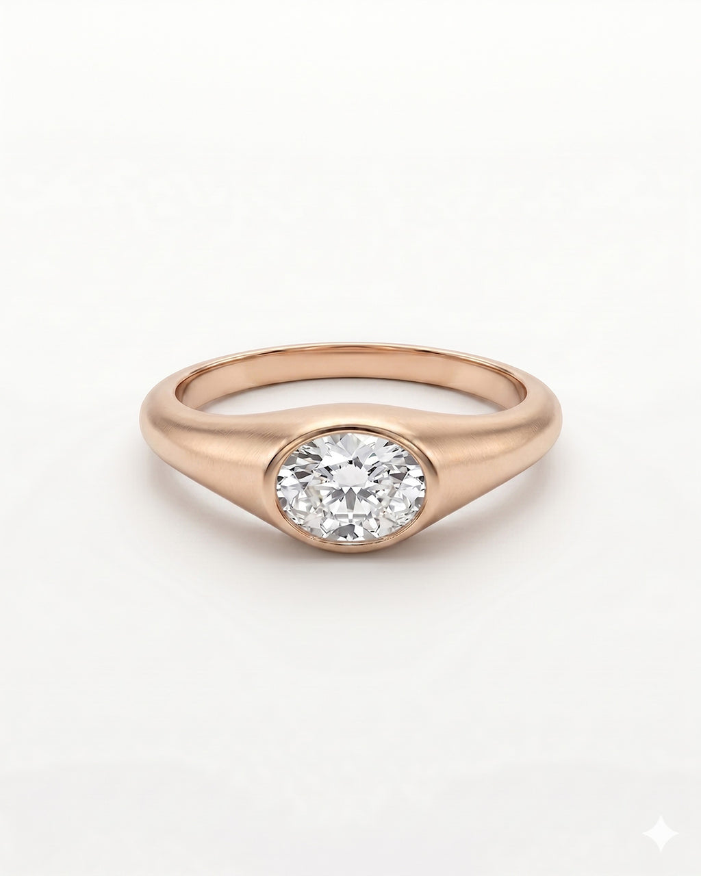 Bezel Set Oval Cut Moissanite Diamond Ring
