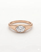 Bezel Set Oval Cut Moissanite Diamond Ring