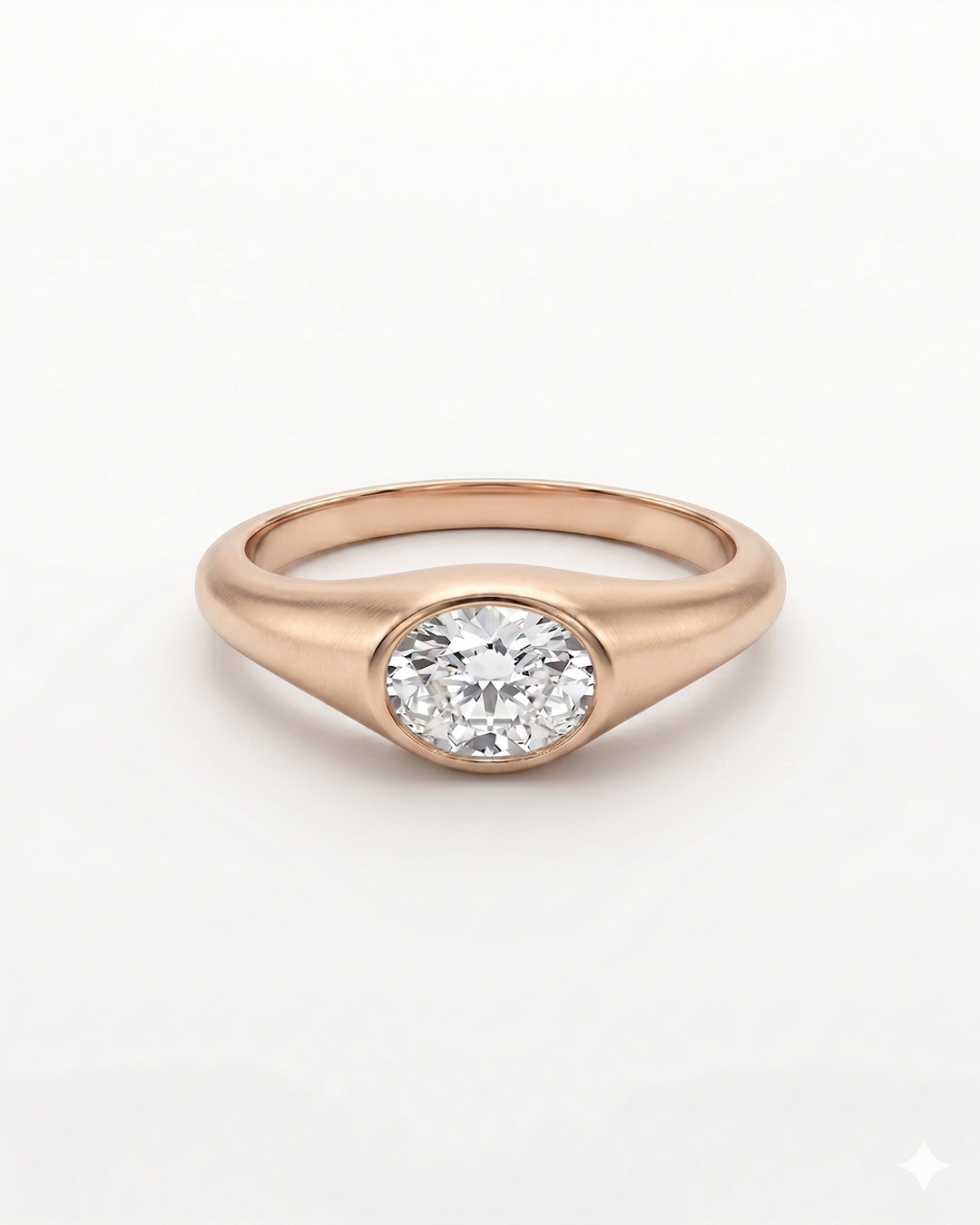 Bezel Set Oval Cut Moissanite Diamond Ring
