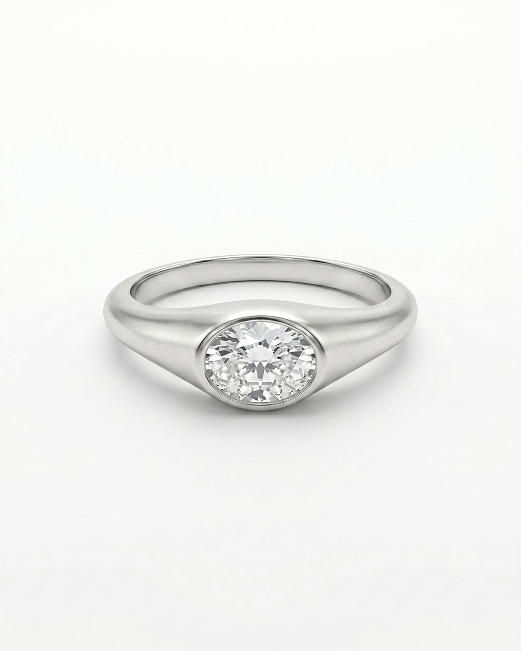 Bezel Set Oval Cut Moissanite Diamond Ring