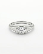 Bezel Set Oval Cut Moissanite Diamond Ring