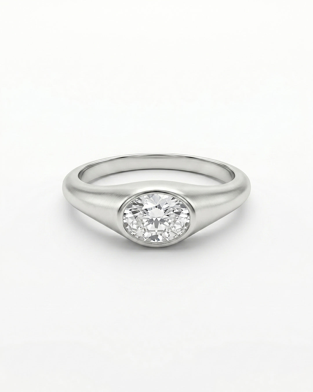 Bezel Set Oval Cut Moissanite Diamond Ring