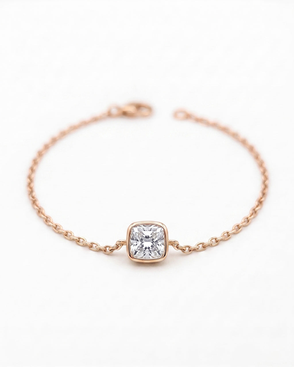 Radiant Square Solitaire Silver Bracelet