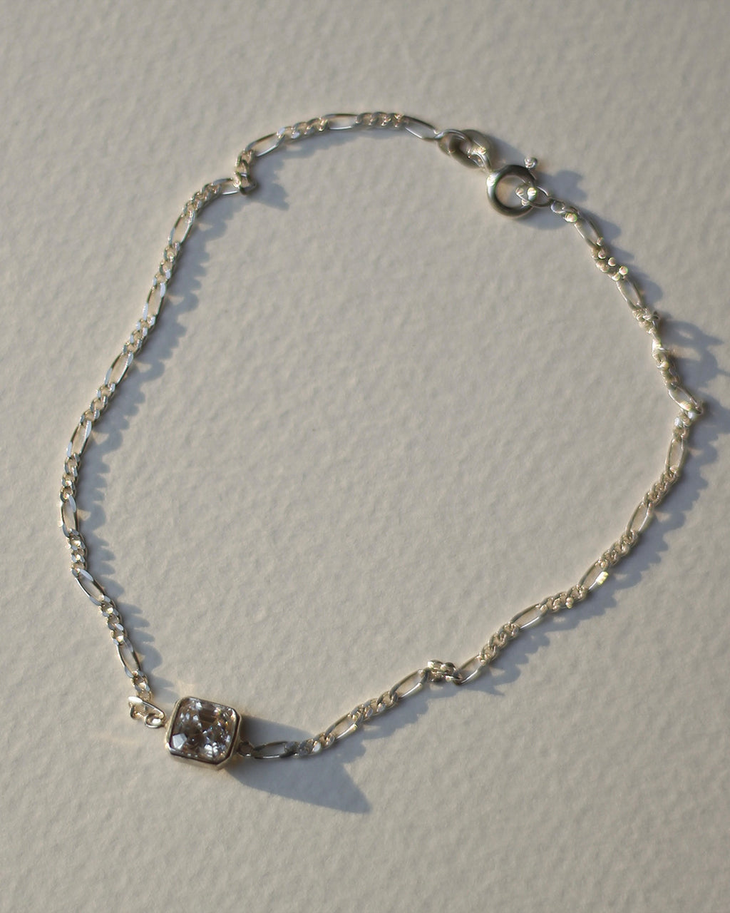 Radiant Square Solitaire Silver Bracelet
