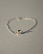 Radiant Square Solitaire Silver Bracelet