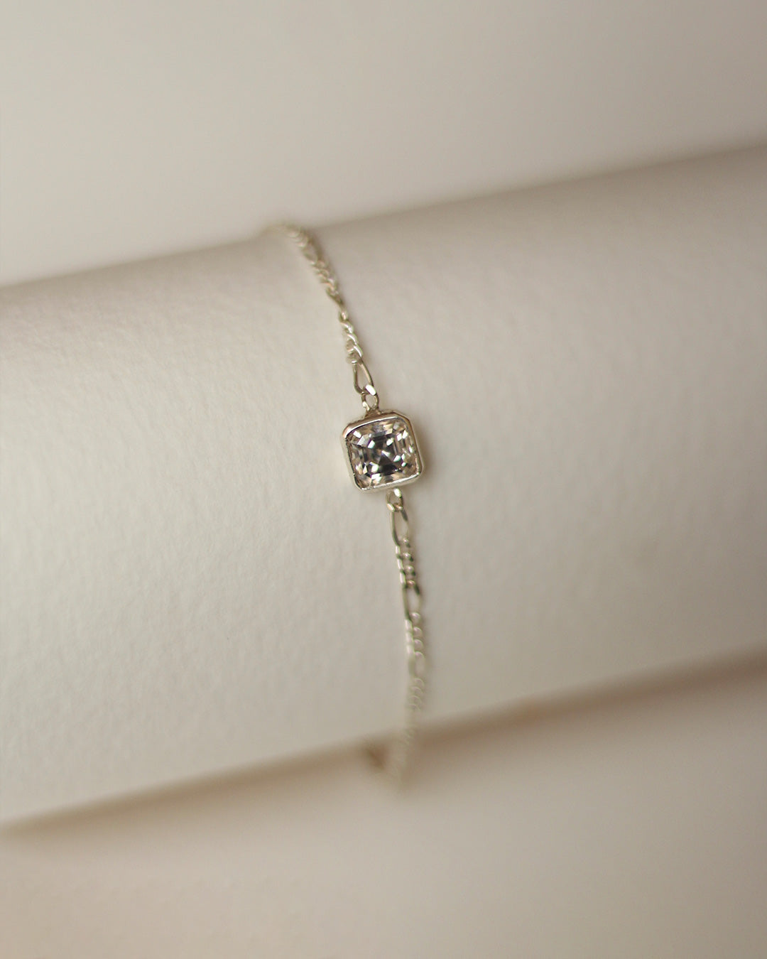Radiant Square Solitaire Silver Bracelet