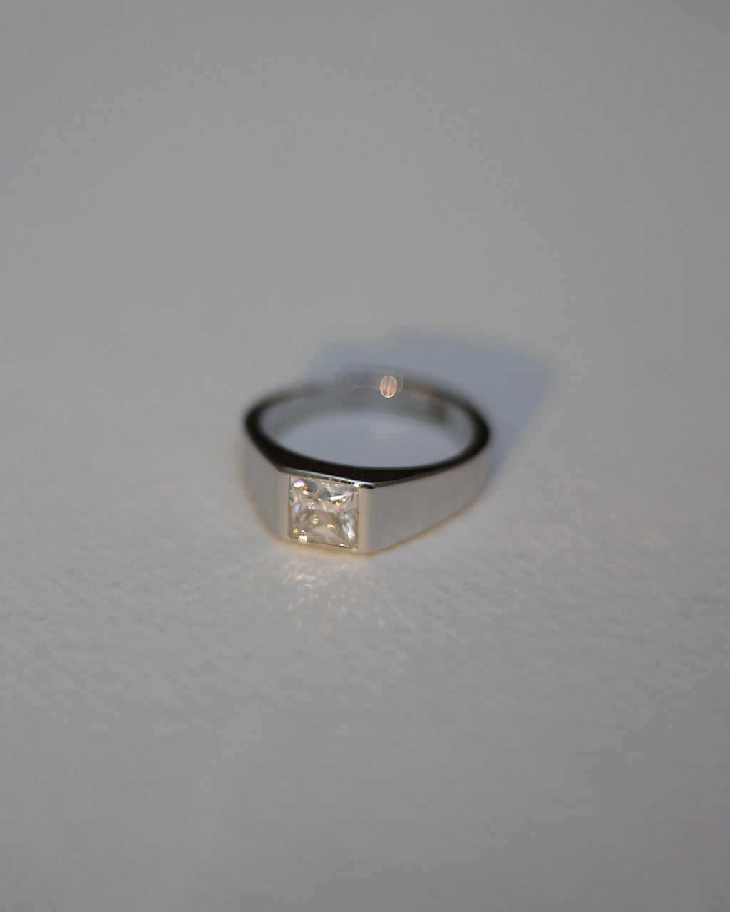 Core Square Silver Solitaire Ring