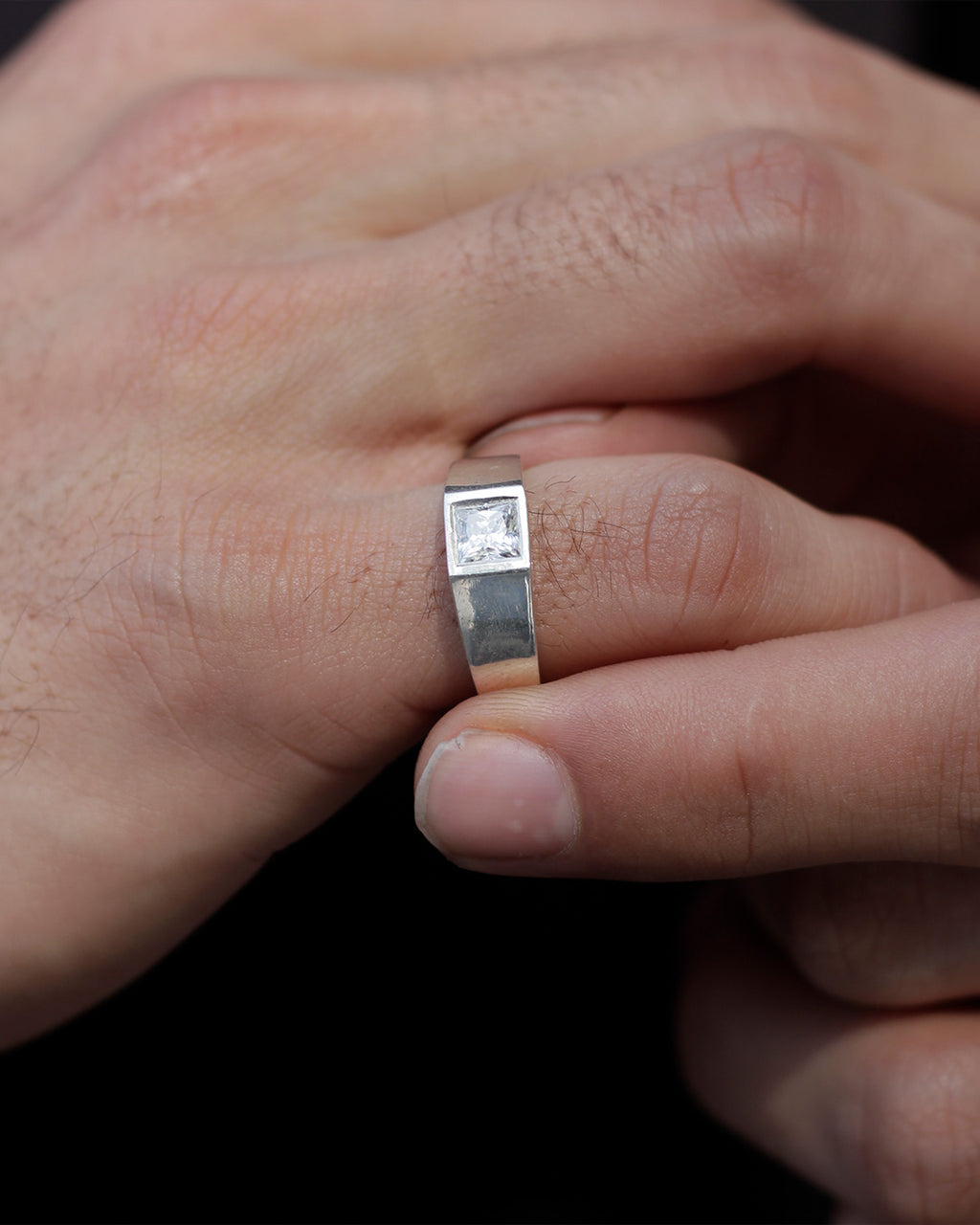 Core Square Silver Solitaire Ring