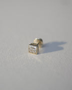 Zenith Square Silver Bezel Studs