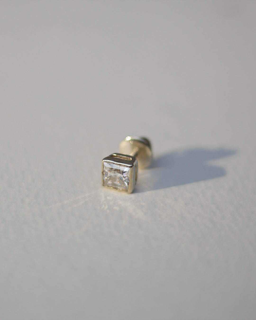 Zenith Square Silver Bezel Studs
