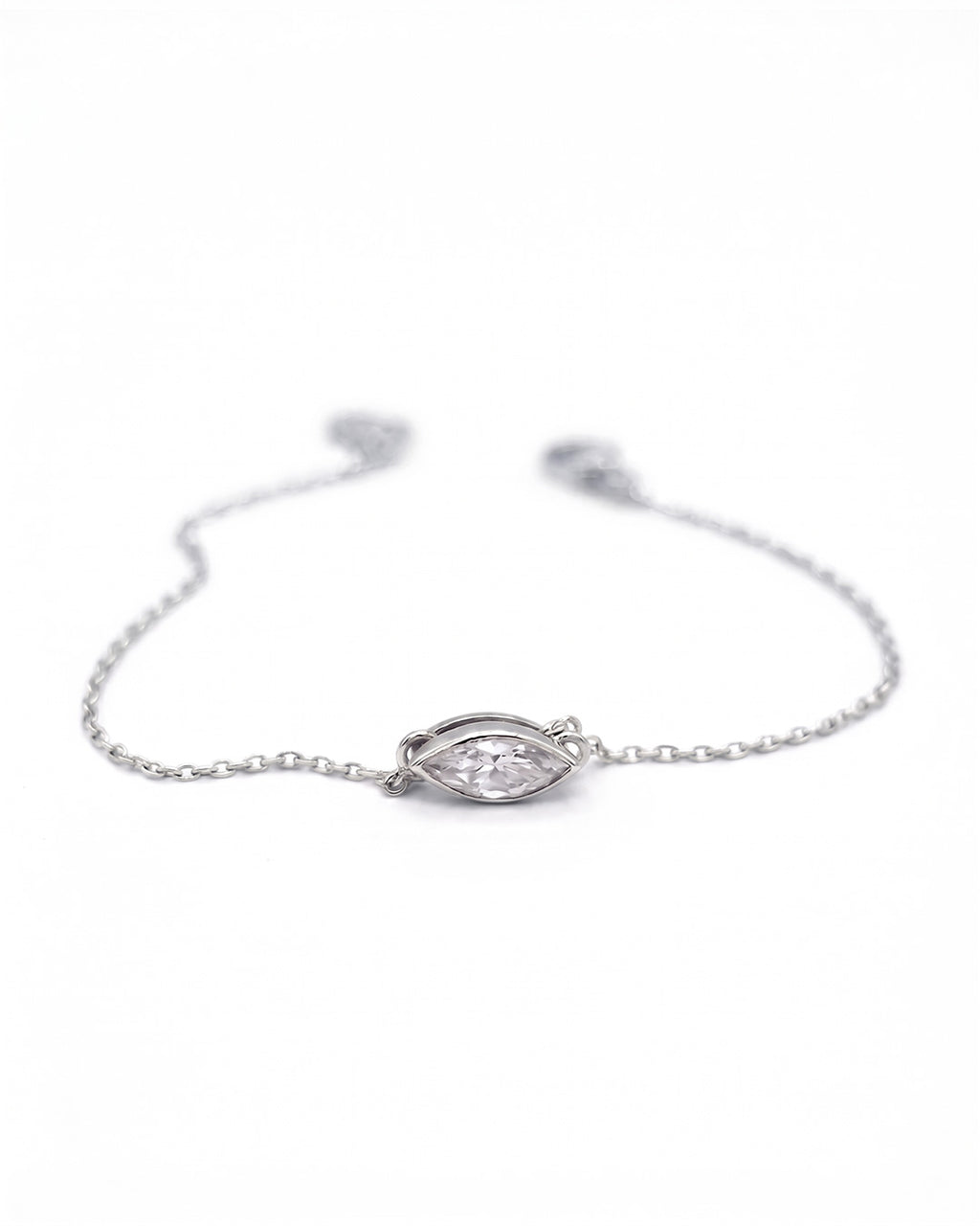 Marquise Solitaire 925 Silver Bracelet